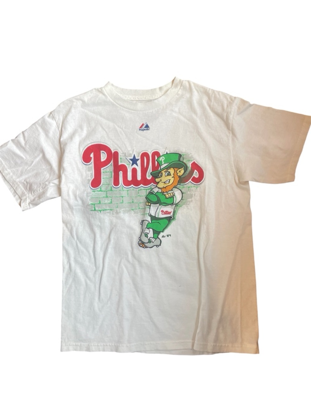🔥Ts 3/$15 or 5/$20  Phillies Majestic White Tee with Red Logo Size Youth L
